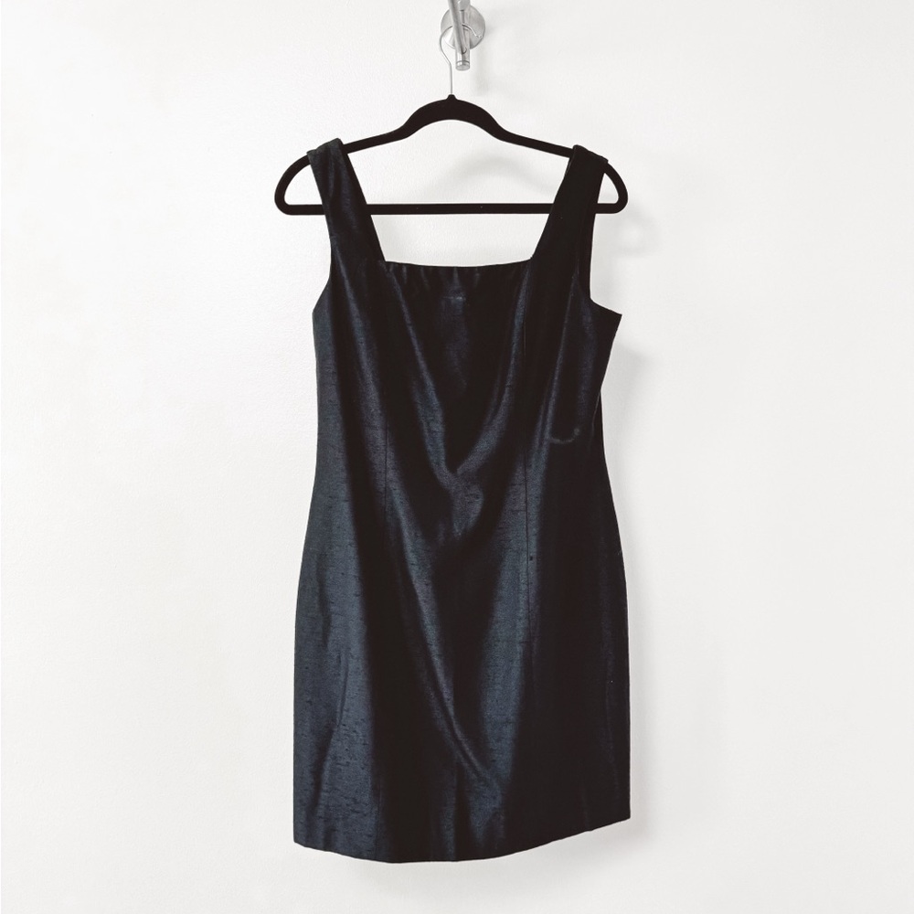 Vintage Linda Segal Square Neck‎ Classic Chic Knee Length Formal Dress Black